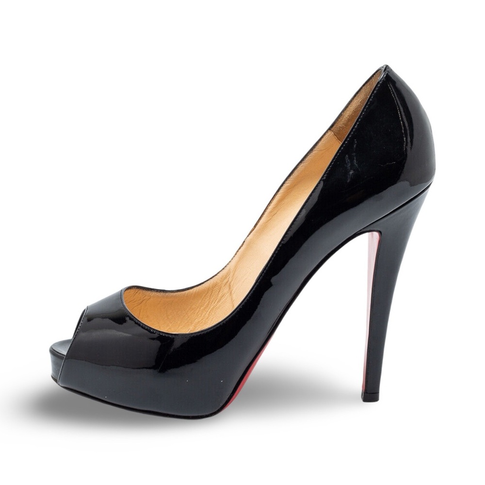 CHRISTIAN LOUBOUTIN New Very Prive 120 Patent Leather Pumps Black Size 42